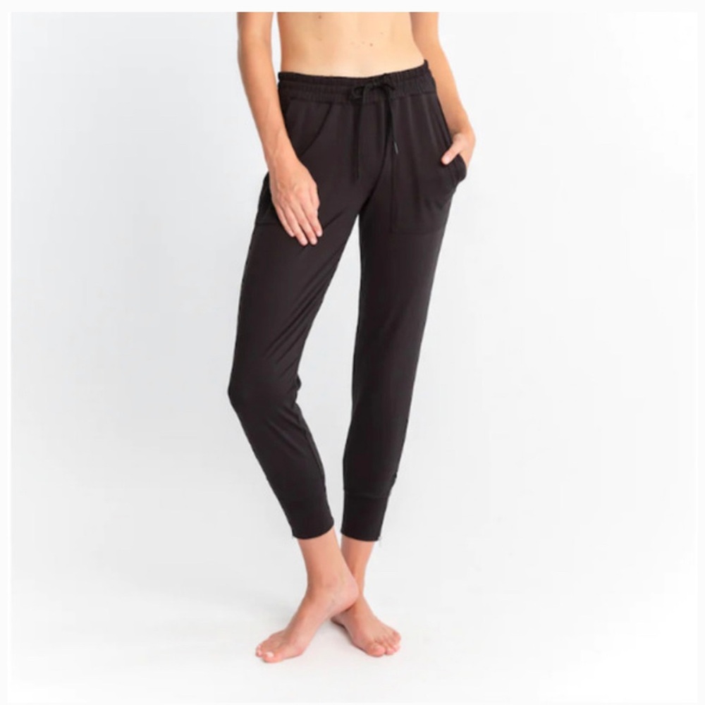 Gottex Studio Joggers High‎ Rise Black Relaxed Fit Stretch Size S